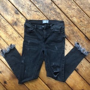 Free People Distressed Black Jeans